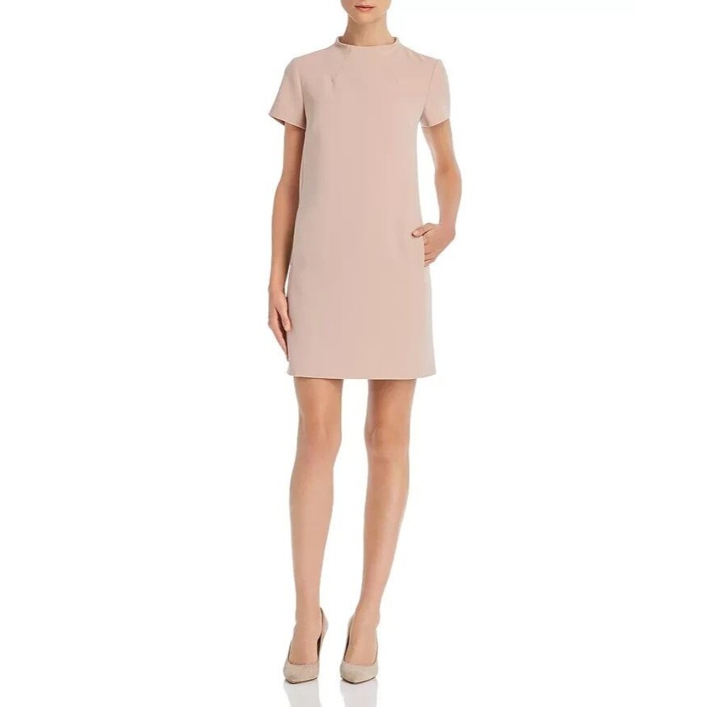 Theory Jasneah Admiral Crepe Mini Dress Sz 2 Dusty Rose Pink Twee Corpcore